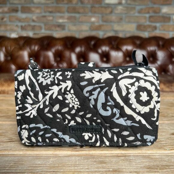 Vera Bradley Paisley Noir Trifold Wallet Snap Closure Clean Wristlet mulberryfou - Picture 5 of 14